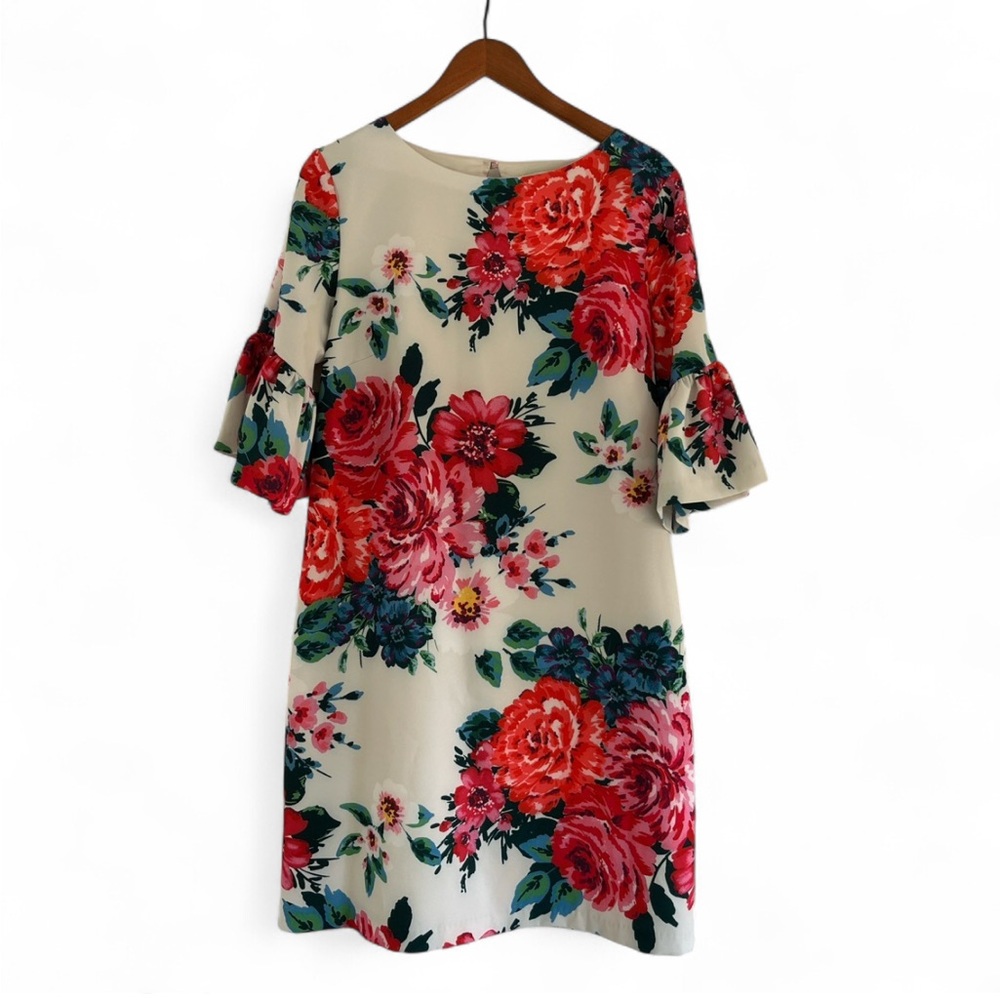 Floral Print Dress with Ruffle Sleeves